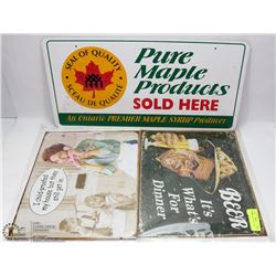 LOT OF 3 ASSORTED TIN SIGNS