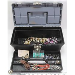 SMALL TOOL BOX WITH ASSORTED FASHION JEWELRY