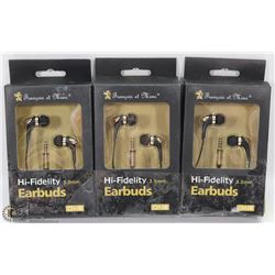 LOT OF 3 HIGH FIDELIDY EARBUD HEADPHONES