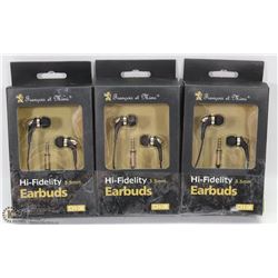 LOT OF 3 HIGH FIDELIDY EARBUD HEADPHONES