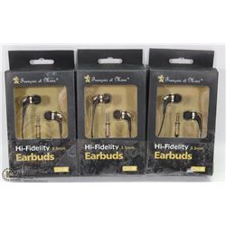 LOT OF 3 HIGH FIDELIDY EARBUD HEADPHONES