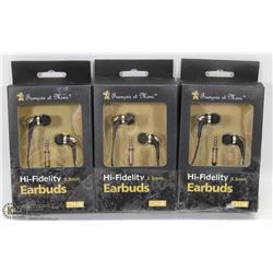 LOT OF 3 HIGH FIDELIDY EARBUD HEADPHONES