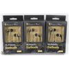 LOT OF 3 HIGH FIDELIDY EARBUD HEADPHONES