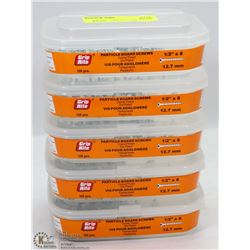 5 TUBS OF PARTICLE BOARD SCREWS 1/2" X 8