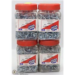 4 JARS OF WOOD SCREWS 12X1-1/2"