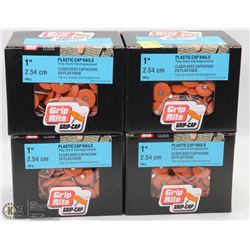 4 CASES OF 1" PLASTIC CAP NAILS