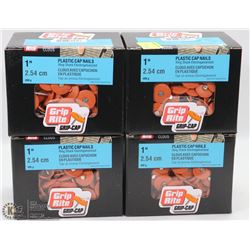 4 CASES OF 1" PLASTIC CAP NAILS