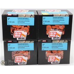 4 CASES OF 1" PLASTIC CAP NAILS