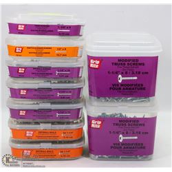 9 TUBS OF ASSORTED FASTENERS INCLUDING