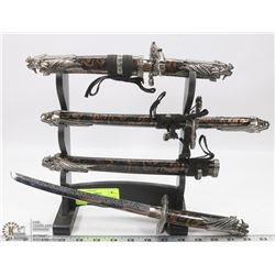 3 SHORT SWORDS BLACK SAMURAI NINJA KATANA