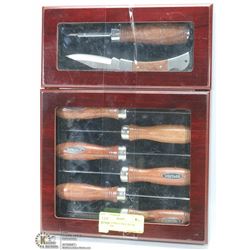 VINTAGE 8 PIECE TOOL SET IN WOOD CASE