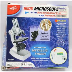ORBITOR 600X MICROSCOPE W/ DIE CAST WEIGHTED BASE.
