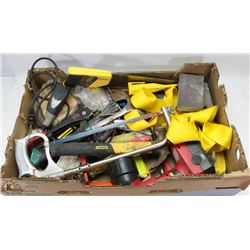 FLAT OF ASSORTED SHOP SUPPLIES & TOOLS
