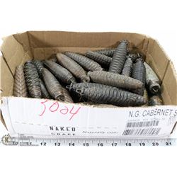 BOX OF VINTAGE CLOCK WEIGHTS