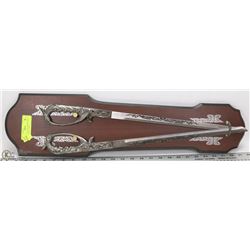 2 PIRATE CUTLASS SWORD  WITH WALL MOUNT PLAQUE