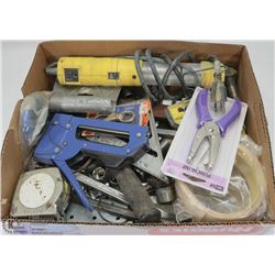 FLAT OF ASSORTED SHOP SUPPLIES & TOOLS