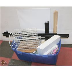 LARGE TOTE FULL OF ART SUPPLIES INCL EASELS, PAINT