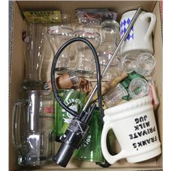 LARGE BOX OF BEER MUGS & GLASSES INCL.
