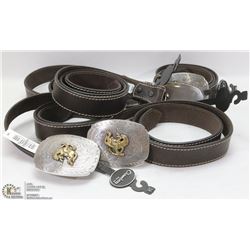 LOT OF 5 NEW CHAMBER LEATHER BELTS WITH RODEO