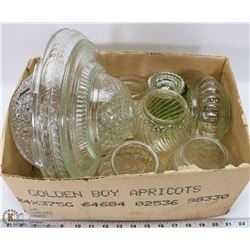 2) BOX WITH 9 CLEAR DEPRESSION GLASS LIGHT SHADES