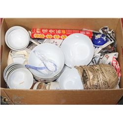 ESTATE BOX OF ORIENTAL DISHWARE