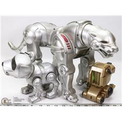 BOX OF 3 ROBO DOGS.