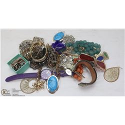 FLAT ASSORTED FASHION JEWELRY.