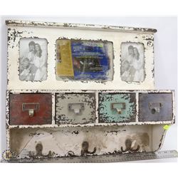 VINTAGE RUSTIC ENTRY WAY COAT HANGER WITH 4