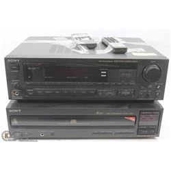 SONY AUDIO/VIDEO AMP WITH REMOTE AND 5 DISC PLAYER