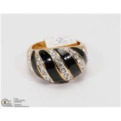 CZ STONES, GOLD PLATED RING SIZE 8