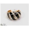 Image 1 : CZ STONES, GOLD PLATED RING SIZE 8