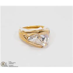 CZ STONE, GOLD PLATED RING SIZE 7