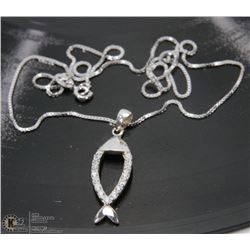 STAMPED .925 SILVER FISH PENDANT ON .925