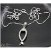 Image 1 : STAMPED .925 SILVER FISH PENDANT ON .925