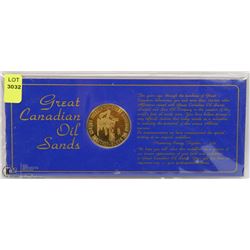 GREAT CANADIAN OIL SANDS TOKEN IN CARDBOARD DISPLAY