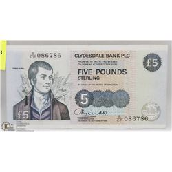 CLYDESDALE BANK PLC £5 NOTE