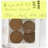 Image 1 : 4 UNITED STATES INDIAN HEAD PENNIES YEARS 1901,