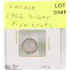 Image 1 : 1906 SILVER CANADIAN 5 CENT COIN