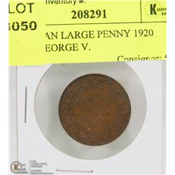 CANADIAN LARGE PENNY 1920 YEAR, GEORGE V.