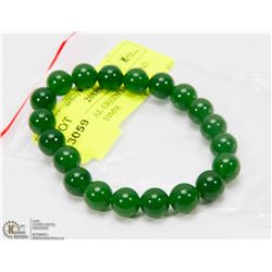 #17-NATURAL GREEN JADE BEAD BRACELET 10MM