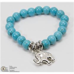 #18-BLUE TURQUOISE BEAD BRACELET 10MM