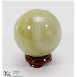 #27-GREEN ONYX POLISH SPHERE BALL 46.8MM