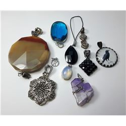 6 - LOT OF 9 PENDANTS & 1 CELL PHONE