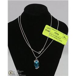 RHINESTONE WATER DROP PENDANT WITH SNAKE CHAIN