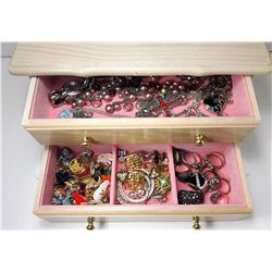 1 - PICKLED OAK 2 DRAWER JEWELRY