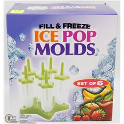 NEW 6PC SET OF FILL AND FREEZE ICE POP MOLDS