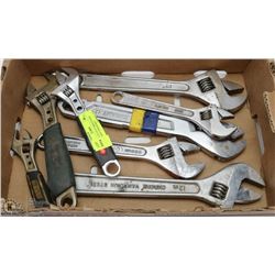 ESTATE LOT OF 8 VARIOUS SIZE ADJUSTABLE WRENCHES