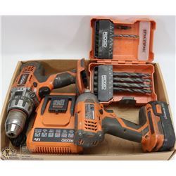 RIDGID 18 VOLT TOOL SET - IMPACT DRILL, 1/2" DRILL