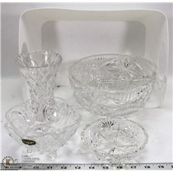 SET OF 2 FOOTED PINWHEEL CRYSTAL BOWLS WITH