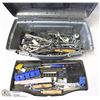 Image 1 : PLASTIC TOOL BOX WITH ASSORTED RATCHETS, WRENCHES